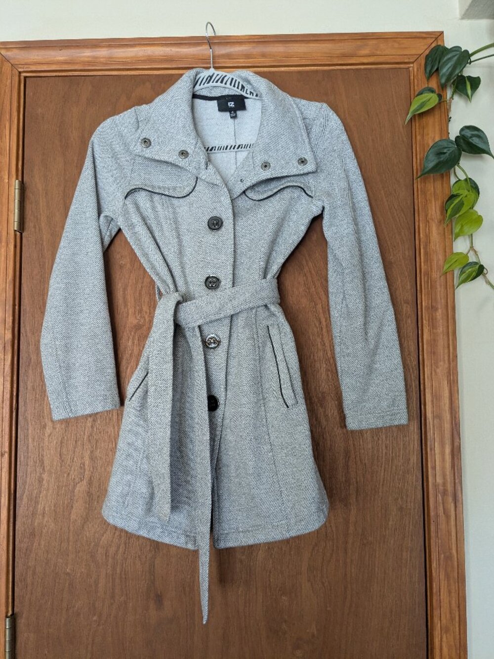Iz Byer Heather Gray Trench Coat